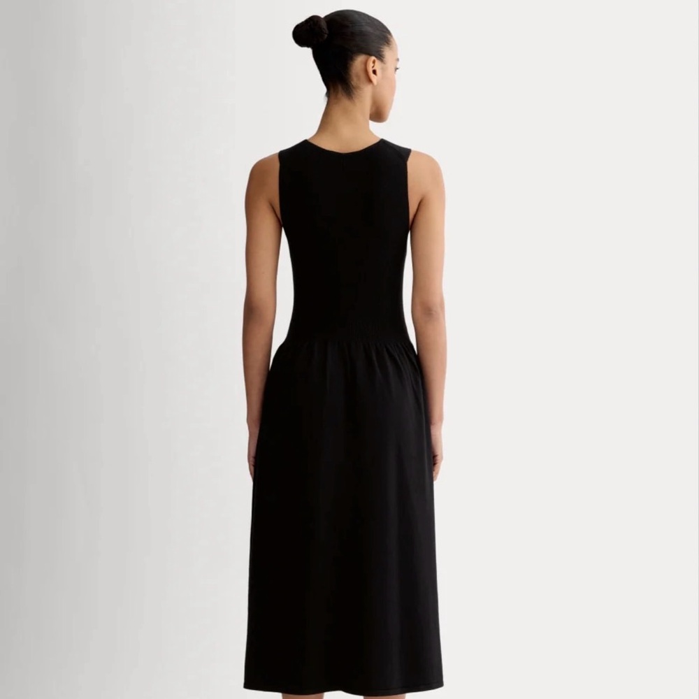 Everlane NEW Black Sleeveless Drop Waist Midi Crew Knit Dress Small - Picture 3 of 6